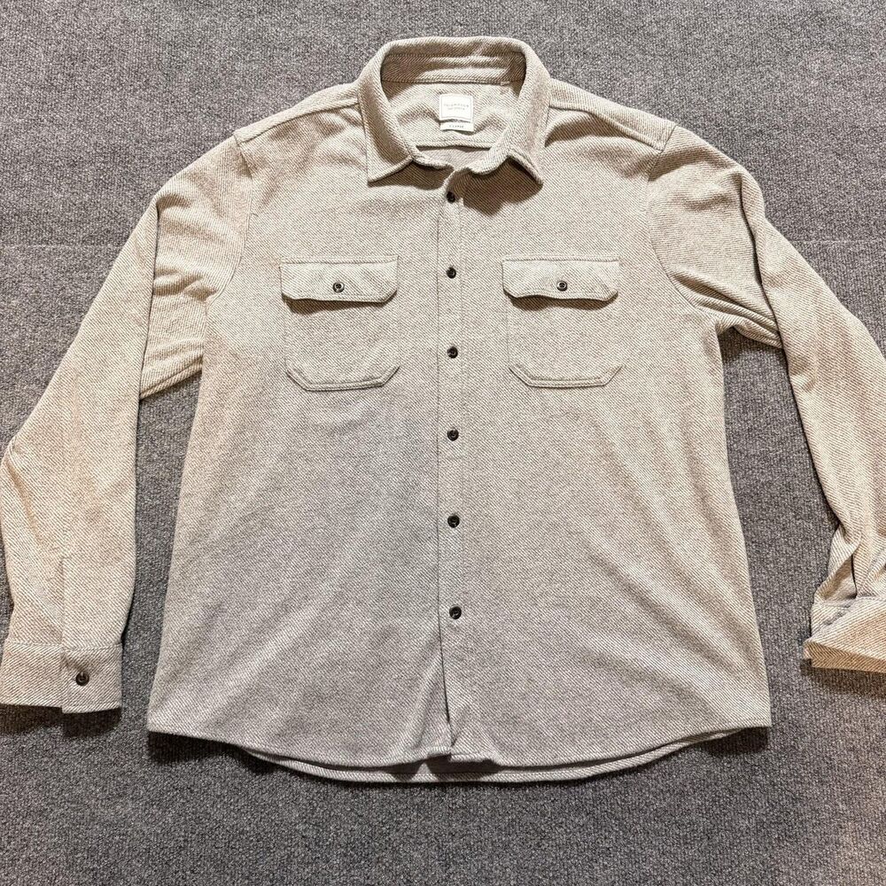 7 Diamonds Shirt Mens XL Gray Herringbone Long Sleeve Flannel Stretch Button Up
